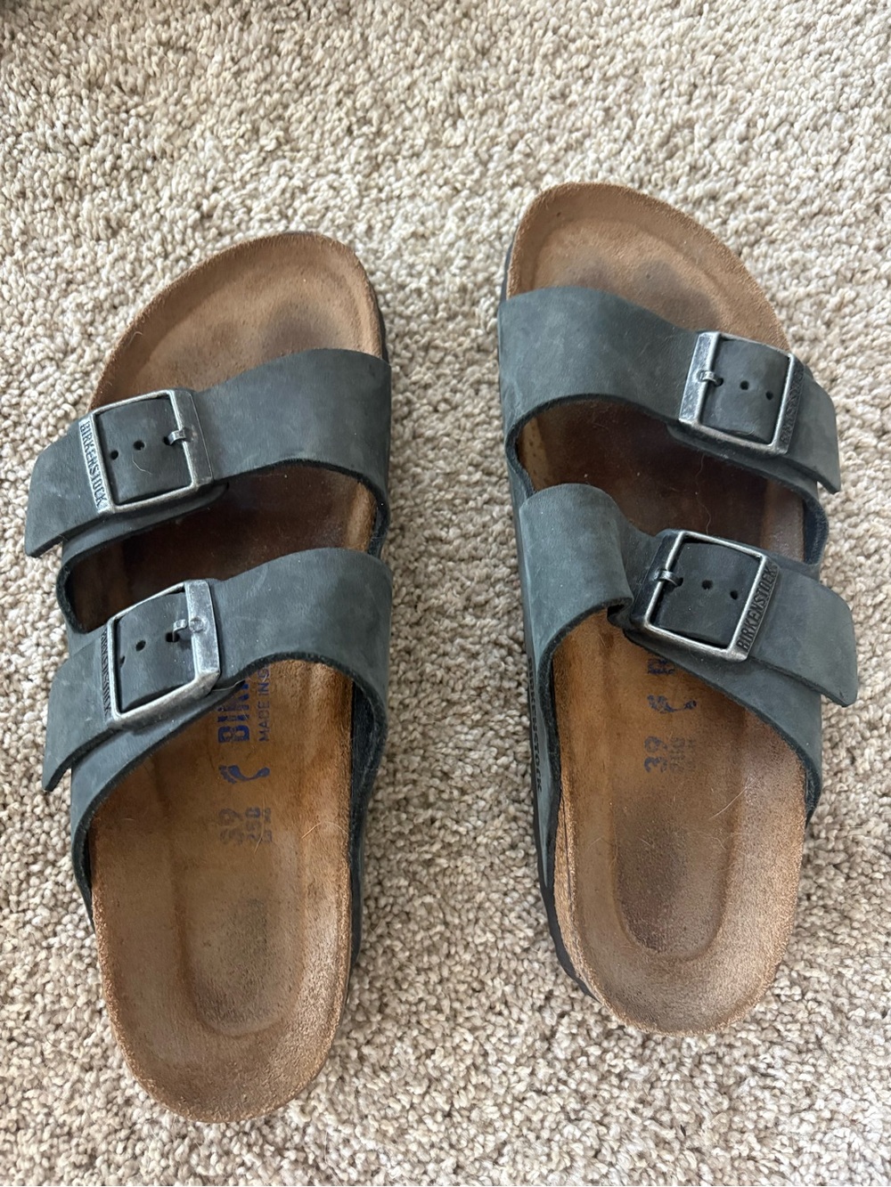 Birkenstock Dark Grey/Charcoal Arizona Soft Bed Buckle Sandals